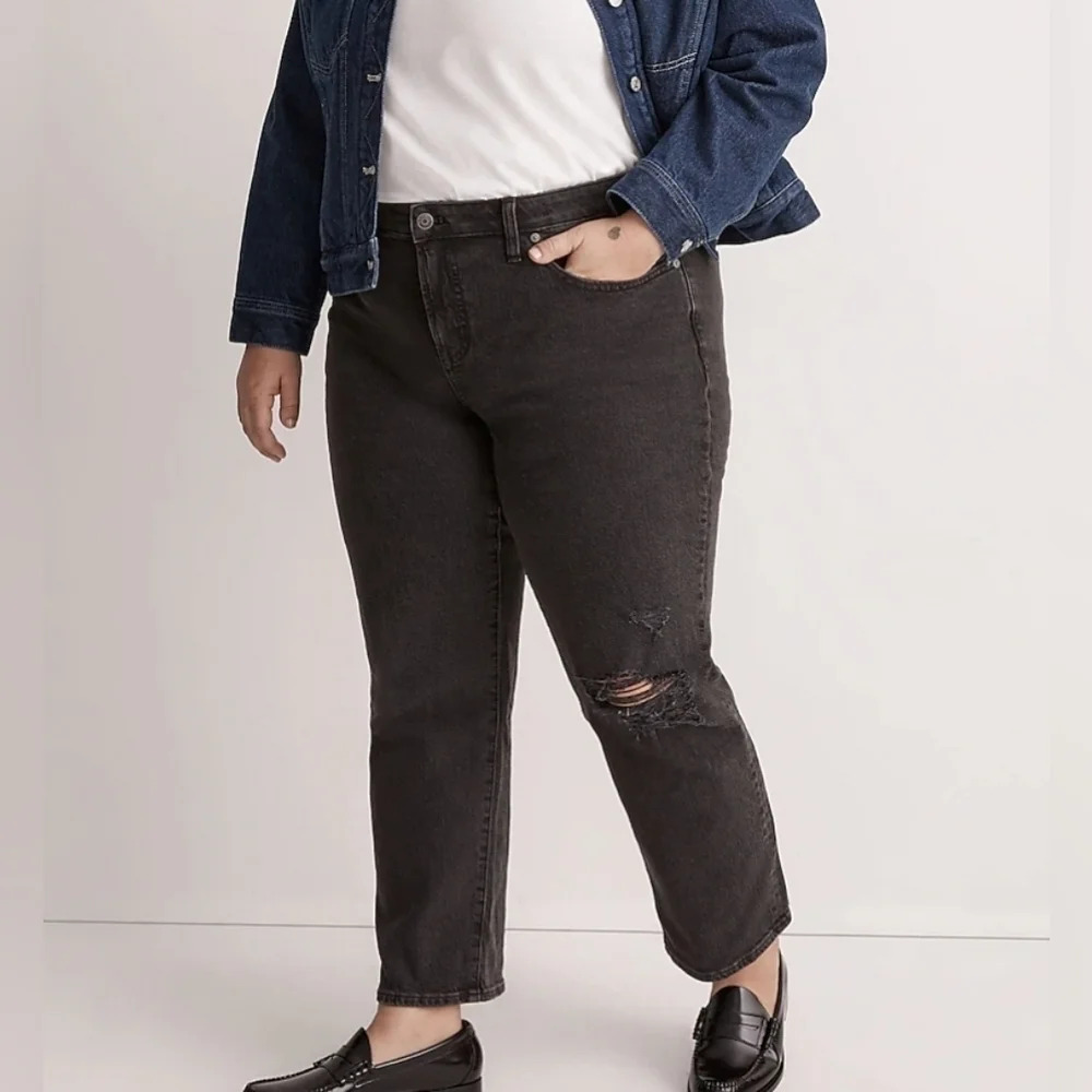 NWT Madewell Rosella Wash The Perfect Vintage Straight-Leg Jeans Ripped Edition